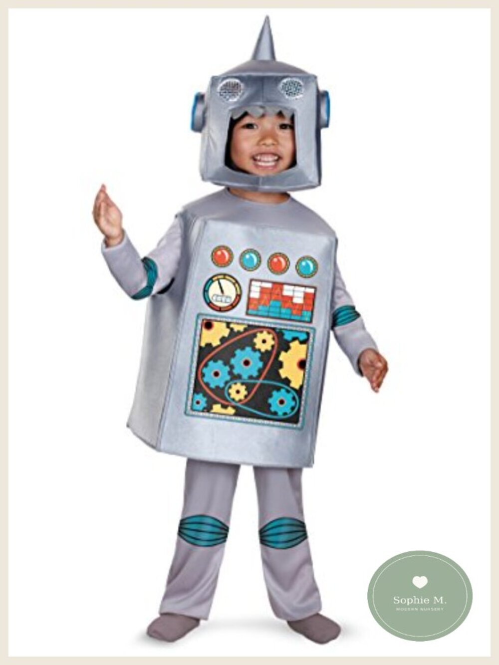Retro Robot Costume Jumpsuit with Headpiece for Kids Halloween Cosplay